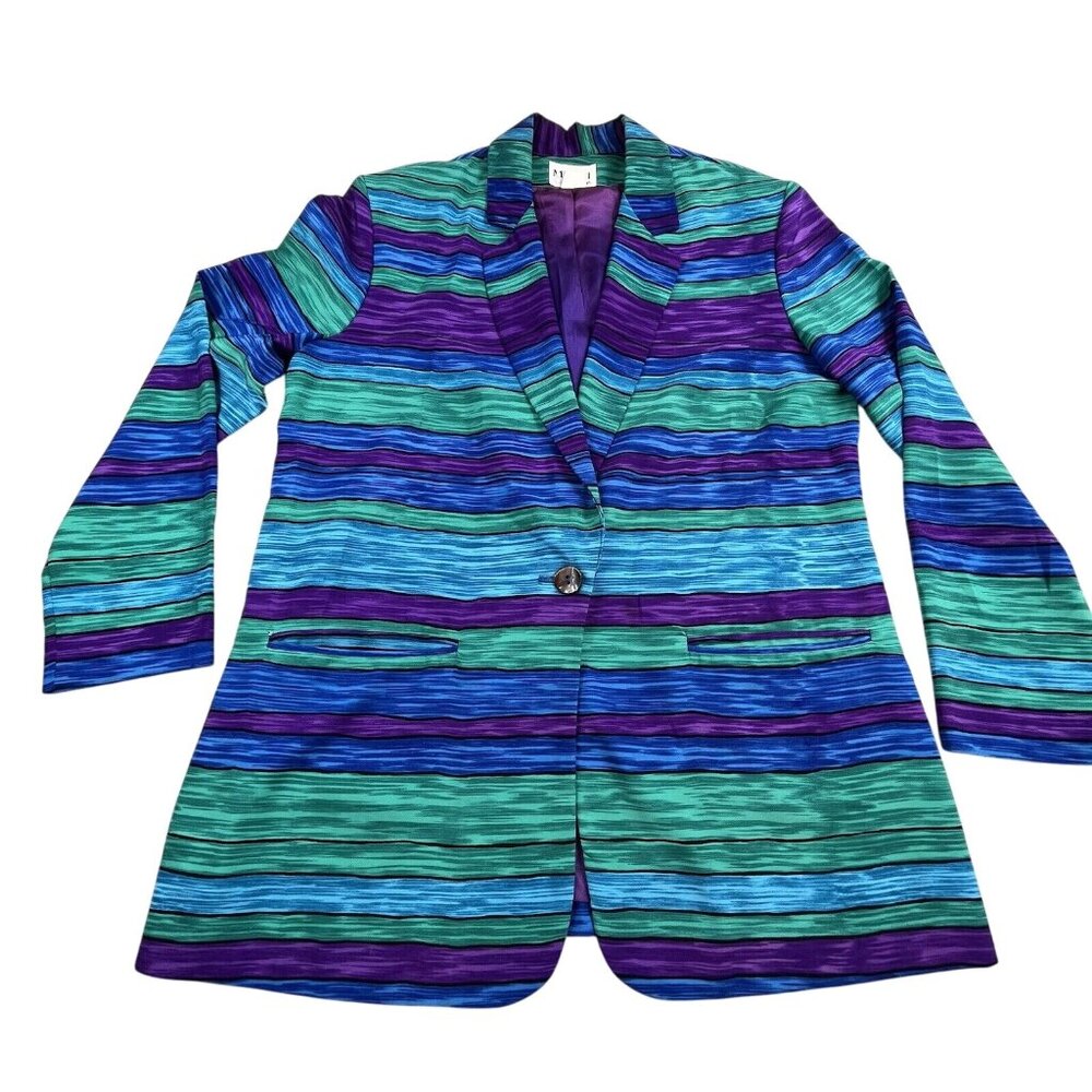 VTG Michael & Company Womens 8 ColorBlock Purple Rave Blouse Tunic USA Made BOHO